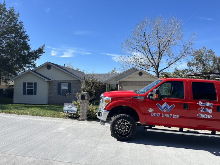 W&W Roofing truck red